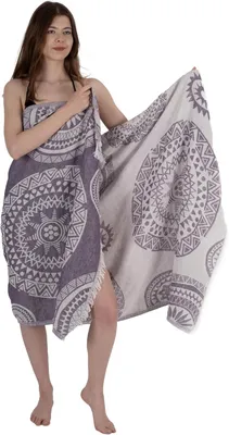 Productafbeelding van Pestemal Turkse Handdoek - Strandlaken Hamamdoek - Reizen en Strand - Jacquard Weefpatroon - 95 x 175 cm - Paars