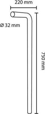Produktbild von Differnz Abgangsbogen für Waschtische 750 x 220 mm Ø32 mm gun metal