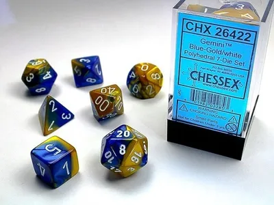 Produktbild von Chessex - Gemini - 7-Die Set - Blue-Gold/White
