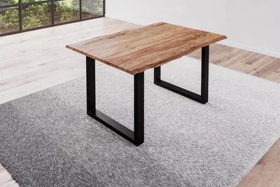 Produktbild von Refurbished Möbelretoure Baumkantentisch 120x80cm Naturbelassen Schwarz MAILAND