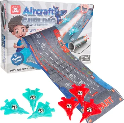 Produktbild von Familie Arcade-Spiel Mini Curling Matte + 6 Flugzeuge Rennen