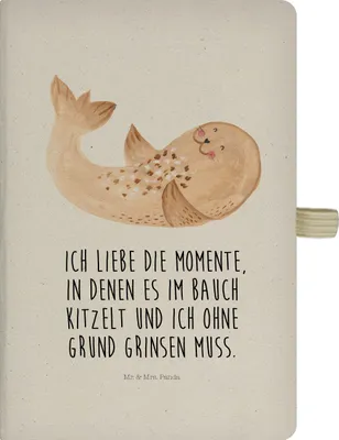 Produktbild von Mr. & Mrs. Panda notizbuch Robbe Liegen - Transparent - Geschenk, Tagebuch, Seehund, Notizheft, Nordsee, Strand, Journal, Ostsee, Schreibheft, Lustige Sprüche, Lachen