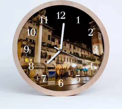 Produktbild von Holzuhr 30fi cm wanduhr - Nachtstadt-Stadt