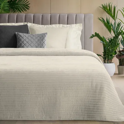 Zdjęcie produktu dla Narzuta 170x210 szenilowa GLORI kremowa nowoczesna elegancka stylowa