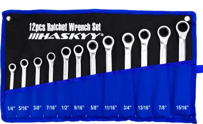 Produktbild von HASKYY Ratschenschlüssel Satz Zoll/Inch 1/4" - 15/16" Ringmaul Ratsche