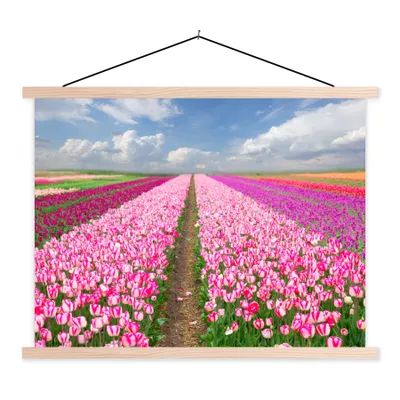 Produktbild von MuchoWow® Textilposter Tulpen - Sonne - Frühling 40x30 cm mit holzfarbenen Rahmen - Bilder