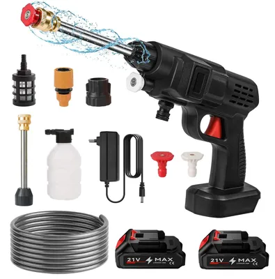Image de Nettoyeur haute pression sans fil - Pistolet de pulvérisation - 200 W - 2 batteries - Nettoyage automatique - Arrosage de jardin