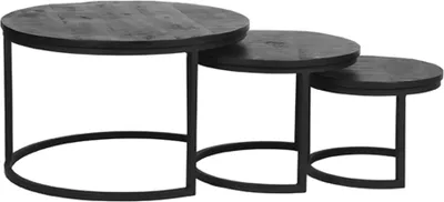 Productafbeelding van LABEL51 Salontafel Triplet – Zwart – Mangohout