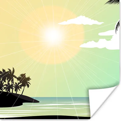 Produktbild von MuchoWow® Poster Sonne - Meer - Palme 75x75 cm - Wand Dekoration
