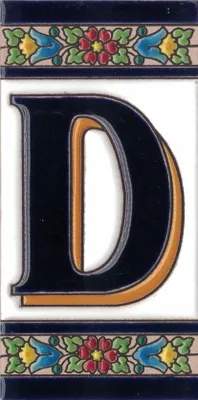 Produktbild von Keramisches Hausnummernschild Handbemalt Außen 7,5x15cm Blumenmuster