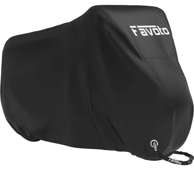 Image de Housse de protection pour vélo Favoto, imperméable, en tissu Oxford 210D. Bâche de protection pour vélo, type garage. Housse de protection pour vélo avec sac, dimensions 200 x 110 x 70 cm, couleur noire, taille XL
