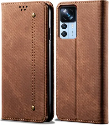 Produktbild von Xiaomi 12T Hülle, Leder Brieftasche Flip Bookstyle Schutzhülle mit Standfunktion für Xiaomi 12T / 12TPro / Redmi K50 Ultra Braun