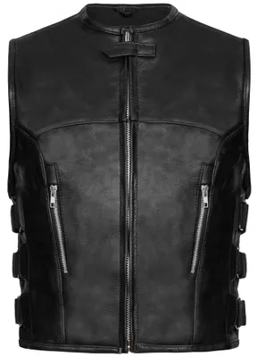 Produktbild von PAULGOS Lederweste Biker Kutte Clubweste Chopper Weste 100% Echtleder - BW10