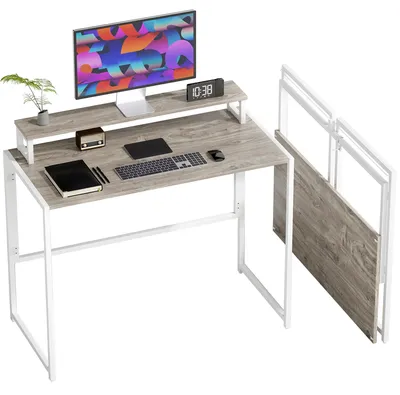 Immagine prodotto di HOMCOM Scrivania Pieghevole Salvaspazio con Stand per Monitor Rimovibile, 100x48x87.5 cm, Legno