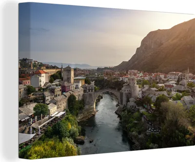 Produktbild von OneMillionCanvasses® - Leinwandbilder - 140x90 cm, Altstadt in Kroatien aus der Vogelperspektive, Wandbilder Kunstdruck Wanddekoration - Foto auf Leinwand - Gemälde auf Holzrahmen