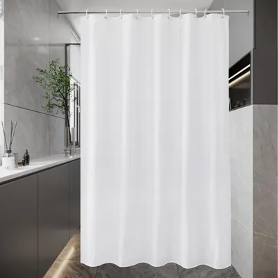 Produktbild von Duschvorhang mit Haken, Anti-schimmel und Wasserdicht Trocknet Schnell, Waschbar Hochwertig Stoff Duschvorhänge Badewanne, 120Bx180H cm