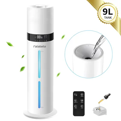 Produktbild von FATABETA Luftbefeuchter bis zu 50m², 9L Ultraschall Kaltnebel Aromadiffusor, Obenbefüllung 48h Laufzeit, extrem leiser 32dB Schlafmodus, intelligente Feuchtigkeitssteuerung, Fernbedienung & 7-LED