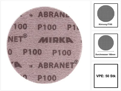 Produktbild von Mirka ABRANET Schleifscheiben Grip 150mm P100 50 Stk. ( 5424105010 )