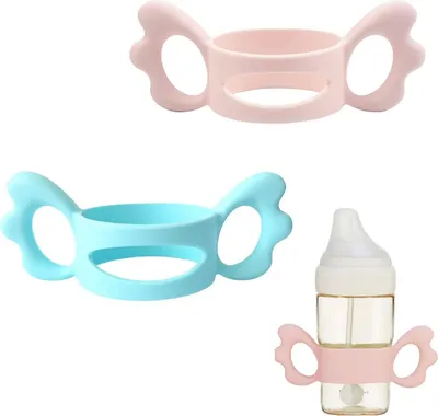 Produktbild von Babyflaschen Griffe, Flaschengriff Halter, Baby Flaschengriffe Silikon, Weithals Babyflaschengriffe, Baby Silikon Flaschengriffe für Baby Kleinhand Greifdesign, Außendurchmesser über 5 cm, 2Pack