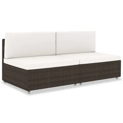 Produktbild von The Living Store Modulares 2-Sitzer-Sofa Poly Rattan Braun
