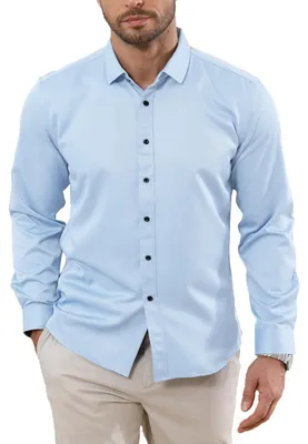 Image de Chemise pour hommes - Formelle, manches longues - Bleu clair