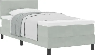 Produktbild von vidaXL Boxspringbett mit Matratze Hellgrau 90 x 200 cm Samt