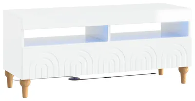 Obrázok produktu pre TV skrinka LED, vysoký lesk, biela, drevotrieska