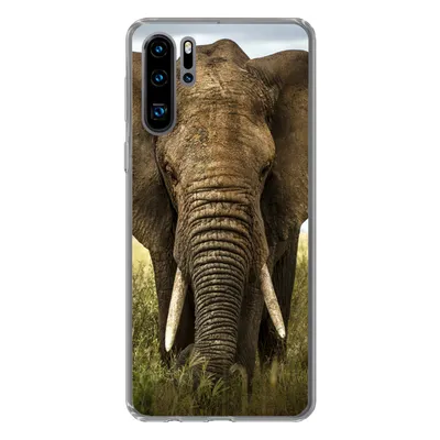 Produktbild von MuchoWow® Handyhülle Schutzhülle Hülle für Huawei P30 Pro Elefant - Natur - Gras - Tiere - Landschaft Silikon Softcase Handy Hülle - Schutzdeckel