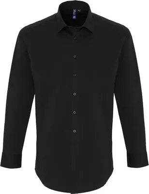 Immagine prodotto di Premier Workwear Uomo Camicia in cotone a maniche lunghe in popeline stretch fit