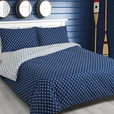 Produktbild von Traumschlaf Wendebettwäsche Marina Blue Anker 135x200 cm + 80x80 cm
