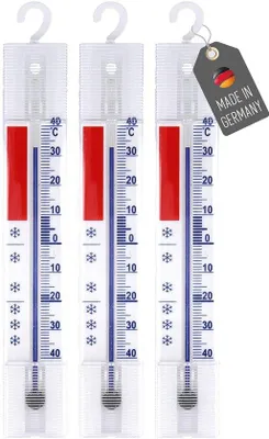 Produktbild von Drei Küchenthermometer für Gefrierschrank und Kühlschrank - Temperaturbereich -40 °C bis +40 °C - Analog mit Haken