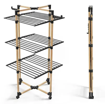 Immagine prodotto di VOUNOT® VOUNOT Stendibiancheria a torre a 3 livelli 69x136x69 cm, nero