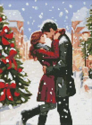 Zdjęcie produktu dla Diamentowa mozaika bez ramy - Zimowy romans 30x40 - Ideyka