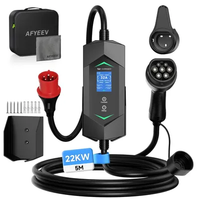 Image de Station de recharge mobile – Wallbox – 22 kW, 3 phases – Câble de 5 mètres – 32 ampères