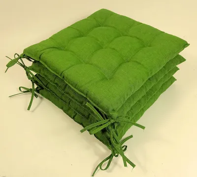 Produktbild von Set 4 x Stuhlkissen / Sitzkissen Fabia mit Schleifen 40 x 40 cm Dicke 5 cm , Fb. dunkelgrün , Baumwolle/Polyester 80/20 %