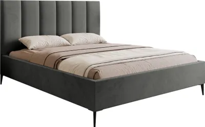 Produktbild von Selsey Masego – Polsterbett 160x200 cm, mit Bettkasten, Veloursbezug und Metallbeinen, Grau
