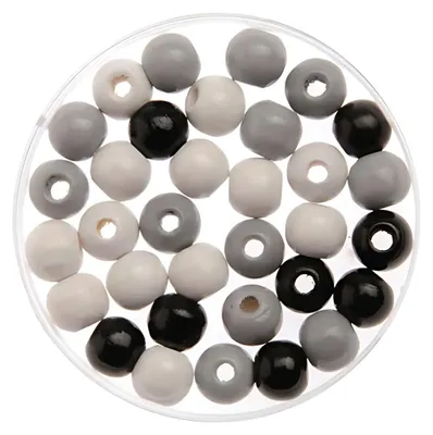 Produktbild von Glorex Holzperle schwarz/grau/weiß 8 mm - 80 Stück