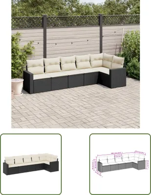 Produktbild von The Living Store 6-tlg. Garten-Sofagarnitur mit Kissen Schwarz Poly Rattan