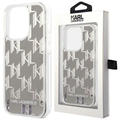 Produktbild von Karl Lagerfeld KLHCP14SLMNMS iPhone 14 6.1  Hardcase Silber / Silber Liquid Glitter Monogram Handyhülle