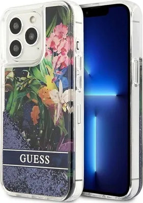 Zdjęcie produktu dla Guess Guhcp13Llflsb Iphone 13 Pro / 13 6,1 Niebieski/Blue Hardcase Flower Liquid Glitter