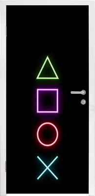 Obrázek produktu pro MuchoWow® Plakát na dveře - Herní - Neon - Konzole - Černá - Ovladač - Herní - 205x85 cm - Samolepicí fólie na dveře