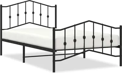 Produktbild von vidaXL Bettgestell mit Kopf- und Fußteil Metall Schwarz 100x200 cm