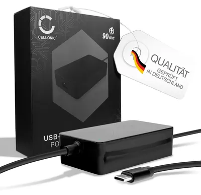 Produktbild von CELLONIC PD Power Delivery | 5V-20V 90W Netzteil (auch 87W 61W 45W 30W 12W) für USB C Notebooks, Tablets, Smartphones - CC-PD90 Schnellladegerät 2.9m Notebook Ladegerät Laptop Ladekabel Power Supply