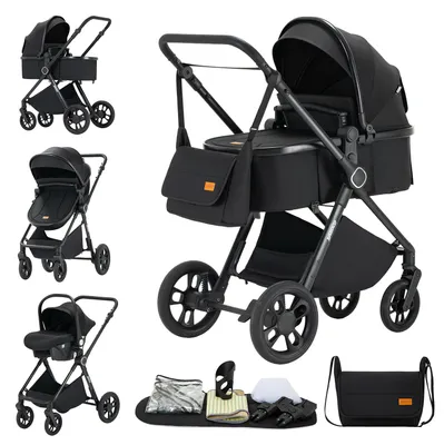 Productafbeelding van Babywagen, lichtgewicht frame, verhoogd ontwerp voor betere zichtbaarheid, kleur: zwart