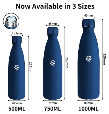 Produktbild von Edelstahl Trinkflasche 1l auslaufsicher, 24h kalt, 12h warm, BPA-frei, Sport