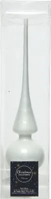 Produktbild von Christbaumspitze Glas 26cm winterweiss glänzend