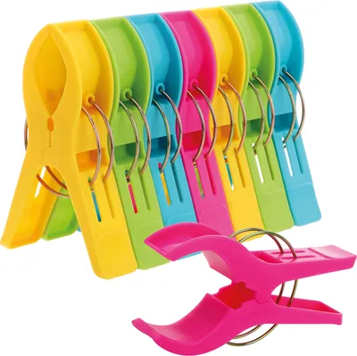 Obrázek produktu pro com-four® 8 ks velkých sponek na plážové osušky pro lehátka, židle, lehátka a zábradlí – XXL sponky na prádlo pro bundy a deky – sponky pro kutilské projekty – sponky na plážové osušky