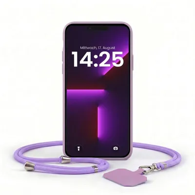 Produktbild von Handyhülle für Apple iPhone 13 Pro Max mit Handykette Band Kordel Hülle Case Schutzhülle Lila Violett
