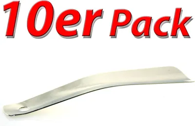 Produktbild von 10er Pack Metall Schuhanzieher 15cm, verchromt mit kleiner Lochung