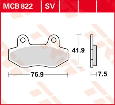 Obrázek produktu pro TRW Plaquette de frein Trw Sinter Mcb 822 Sv